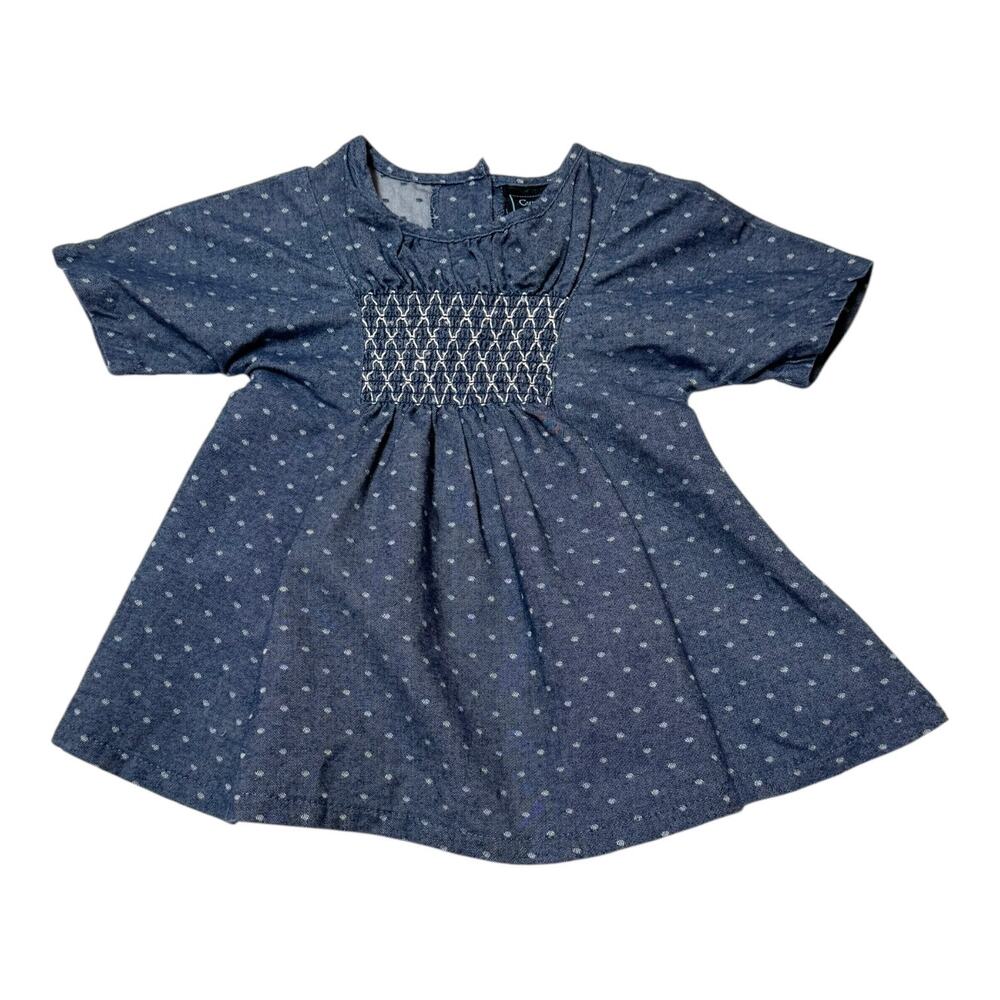 Cynthia Rowley Smocked Polka Dot Denim Dress 3-6 month